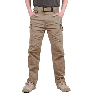 TACVASEN Khaki Men's Tactical Cargo Pants Lightweight Stretch Cotton 9 Pockets Outdoor