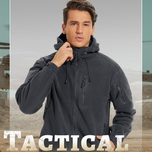 TACVASEN Grey Men's Tactical Fleece Jacket Hoodie Winter Down Jackets