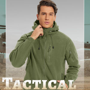 TACVASEN Army Green Men's Tactical Fleece Jacket Hoodie Winter Down Jackets