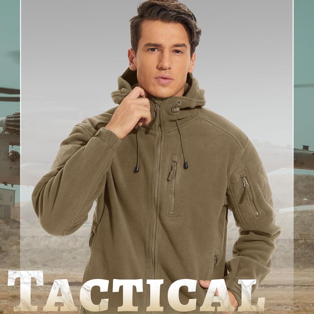 TACVASEN Sand Men's Tactical Fleece Jacket Hoodie Winter Down Jackets