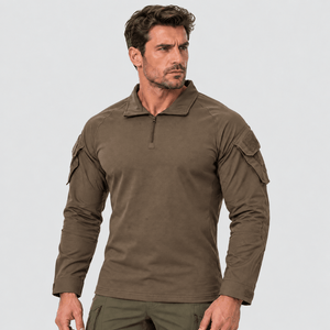 TACVASEN Brown Men's Tactical Military Long Sleeves Shirt