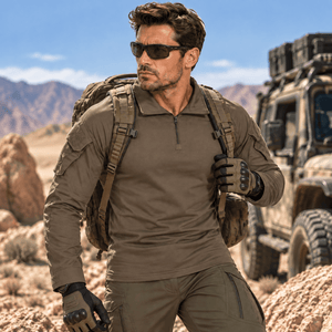 TACVASEN Brown Men's Tactical Military Long Sleeves Shirt