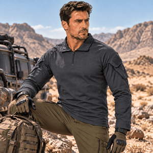 TACVASEN Dark Grey Men's Tactical Military Long Sleeves Shirt