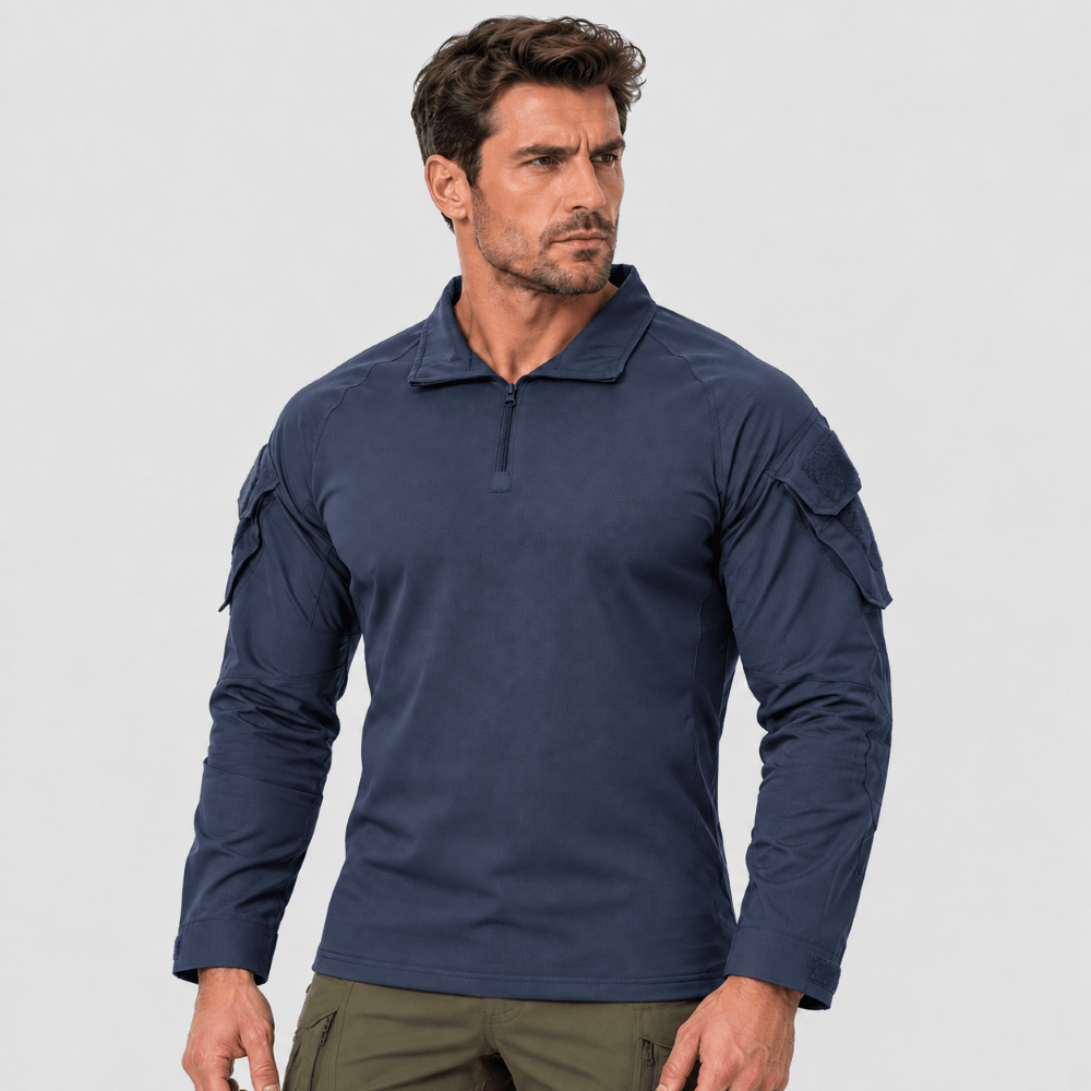 TACVASEN Denim Blue Men's Tactical Military Long Sleeves Shirt