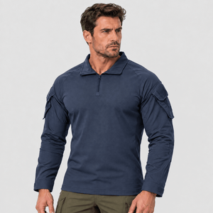 TACVASEN Denim Blue Men's Tactical Military Long Sleeves Shirt