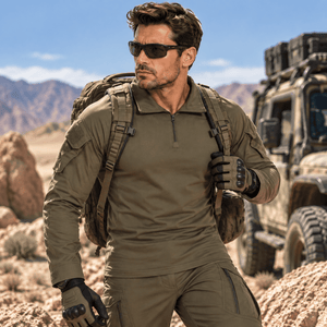 TACVASEN Army Green Men's Tactical Military Long Sleeves Shirt