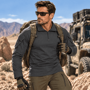 TACVASEN Dark Grey Men's Tactical Military Long Sleeves Shirt