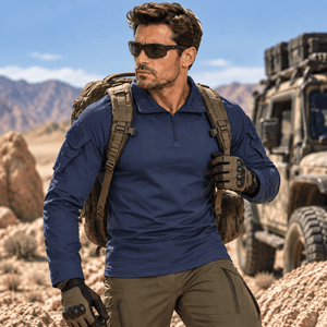 TACVASEN Denim Blue Men's Tactical Military Long Sleeves Shirt