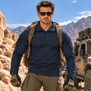 TACVASEN Navy Men's Tactical Military Long Sleeves Shirt