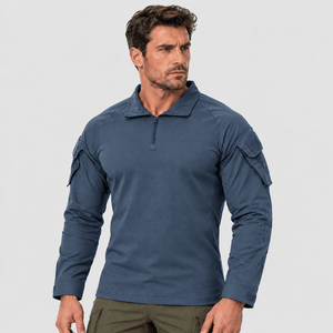 TACVASEN Blue Grey Men's Tactical Military Long Sleeves Shirt