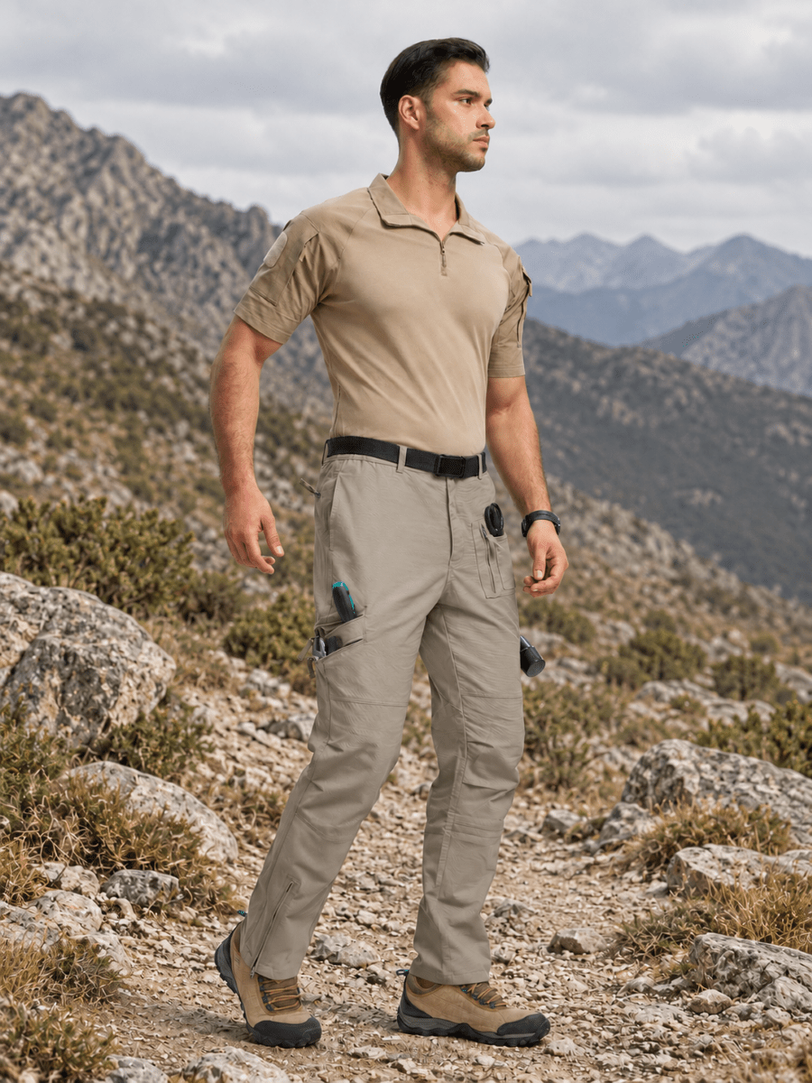 TACVASEN Khaki Men's Tactical Outdoor Ripstop Cargo Pants