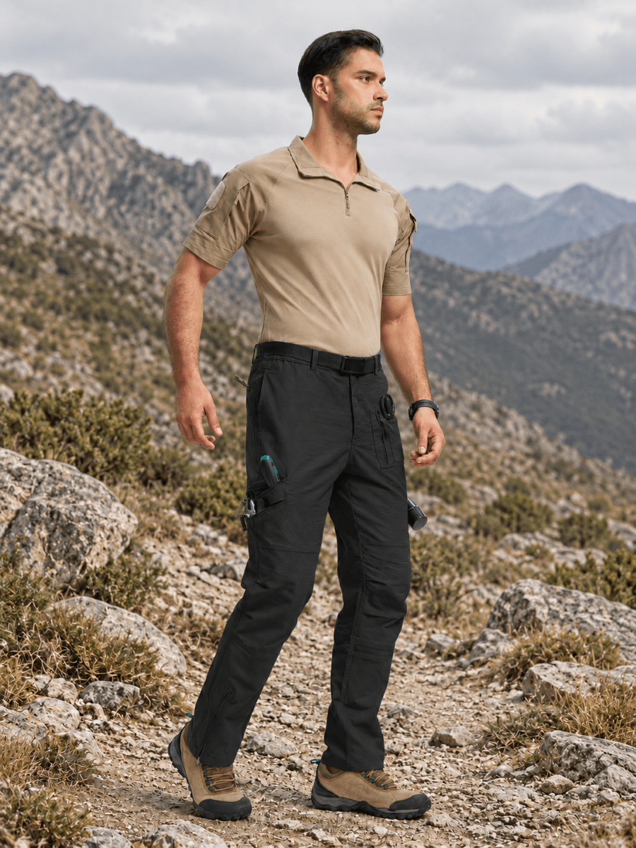TACVASEN Black Men's Tactical Outdoor Ripstop Cargo Pants