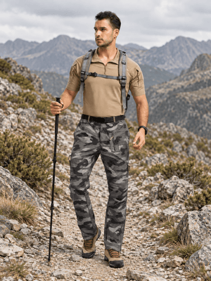 TACVASEN Grey Camouflage Men's Tactical Outdoor Ripstop Cargo Pants