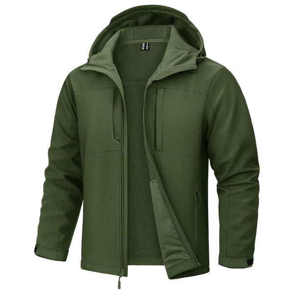TACVASEN Army Green Tactical Softshell Jacket Hooded Waterproof Coat