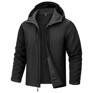 TACVASEN Black Tactical Softshell Jacket Hooded Waterproof Coat