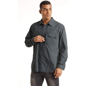 TACVASEN Khaki Men's Tactical UPF Sun Protection Long Sleeve Shirt