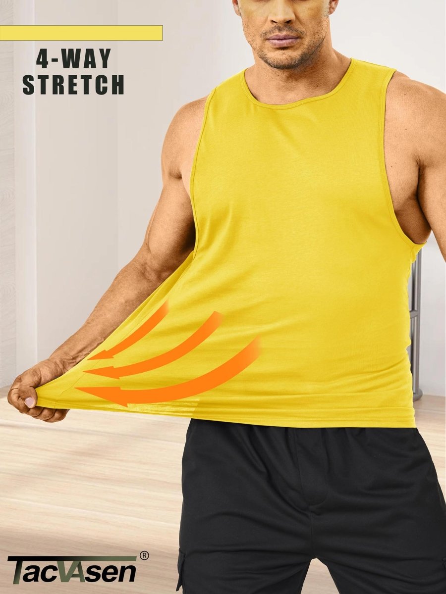 TACVASEN Yellow Men's Tank Tops Cotton Sleeveless Wide-Armhole Shirt