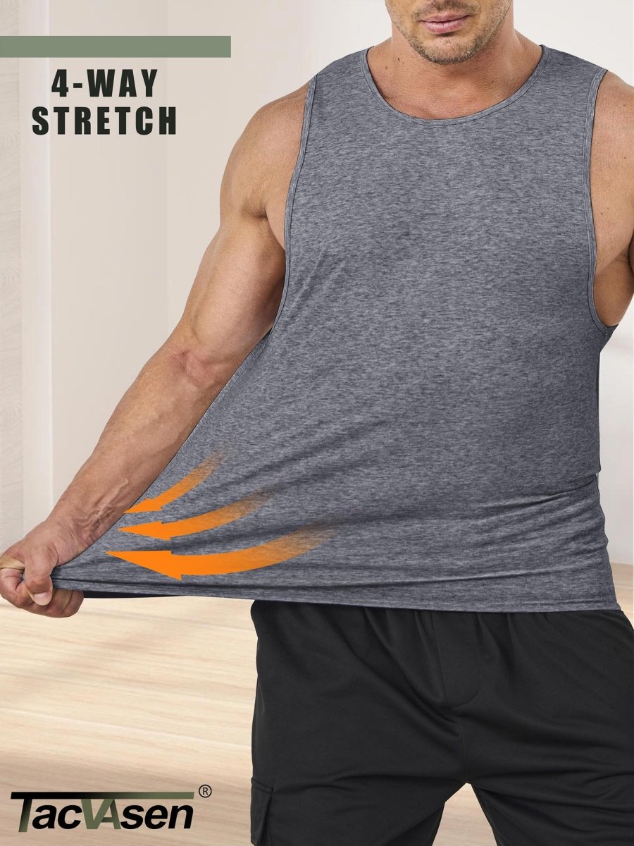 TACVASEN Deep Grey Heather Men's Tank Tops Cotton Sleeveless Wide-Armhole Shirt