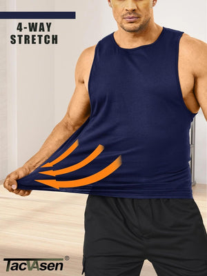TACVASEN Navy Men's Tank Tops Cotton Sleeveless Wide-Armhole Shirt
