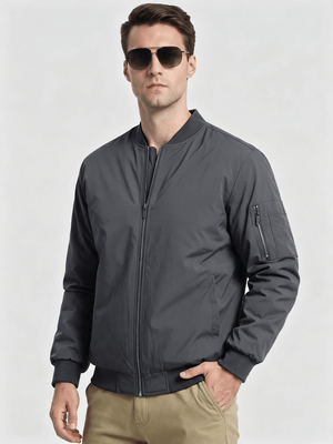 TACVASEN Dark Grey Mens Thermal Quilted Water Resistant Bomber Jacket