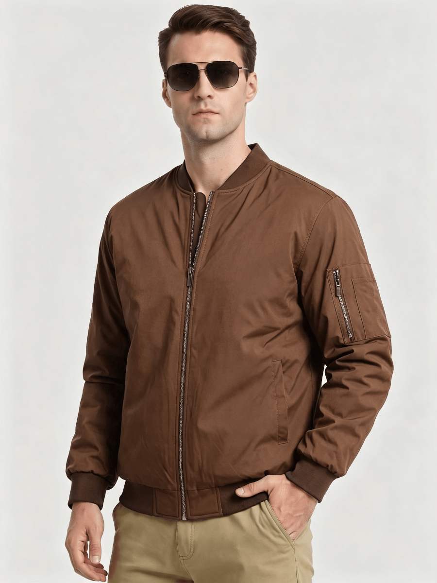 TACVASEN Coffee Mens Thermal Quilted Water Resistant Bomber Jacket