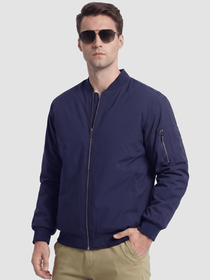 TACVASEN Navy Mens Thermal Quilted Water Resistant Bomber Jacket