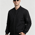 TACVASEN Black Mens Thermal Quilted Water Resistant Bomber Jacket
