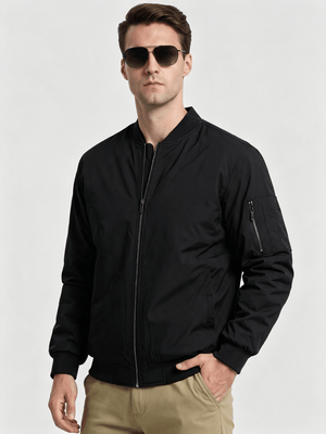 TACVASEN Black Mens Thermal Quilted Water Resistant Bomber Jacket