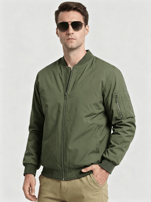 TACVASEN Army Green Mens Thermal Quilted Water Resistant Bomber Jacket