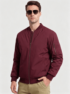 TACVASEN Wine Red Mens Thermal Quilted Water Resistant Bomber Jacket