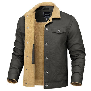 TACVASEN Dark Grey Thick Thermal Sherpa Fleece Lined Cargo Jacket
