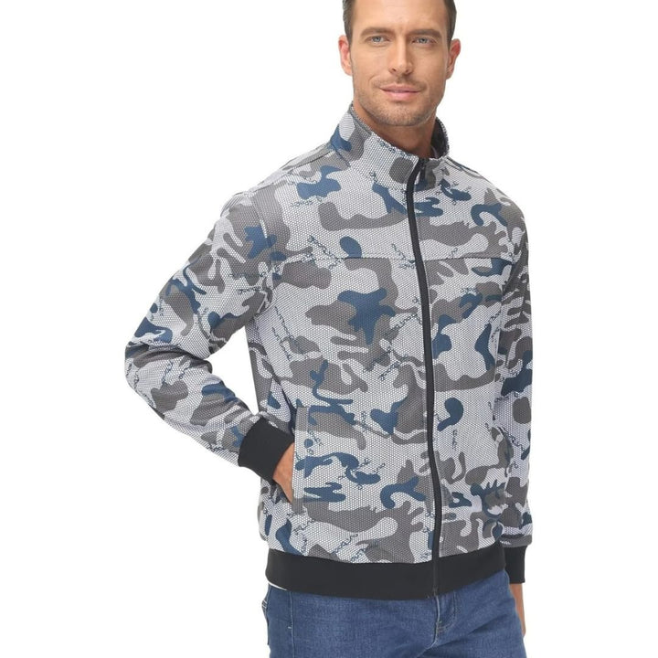 Men's Track Lightweight Full Zip Up Stand Collar Jacket - Men's Jackets