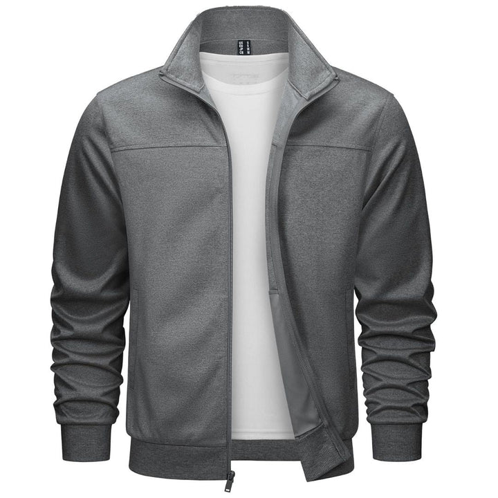 Men's Track Lightweight Full Zip Up Stand Collar Jacket - Men's Jackets