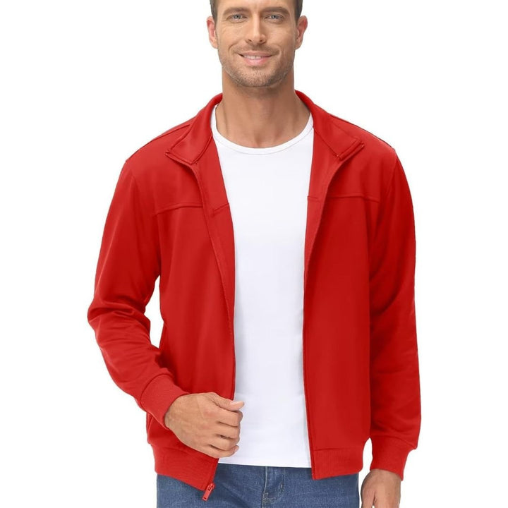 Men's Track Lightweight Full Zip Up Stand Collar Jacket - Men's Jackets
