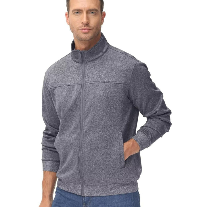 Men's Track Lightweight Full Zip Up Stand Collar Jacket - Men's Jackets