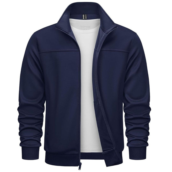 Men's Track Lightweight Full Zip Up Stand Collar Jacket - Men's Jackets