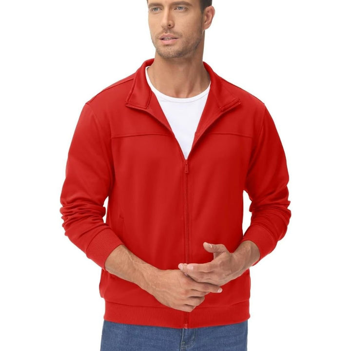 Men's Track Lightweight Full Zip Up Stand Collar Jacket - Men's Jackets