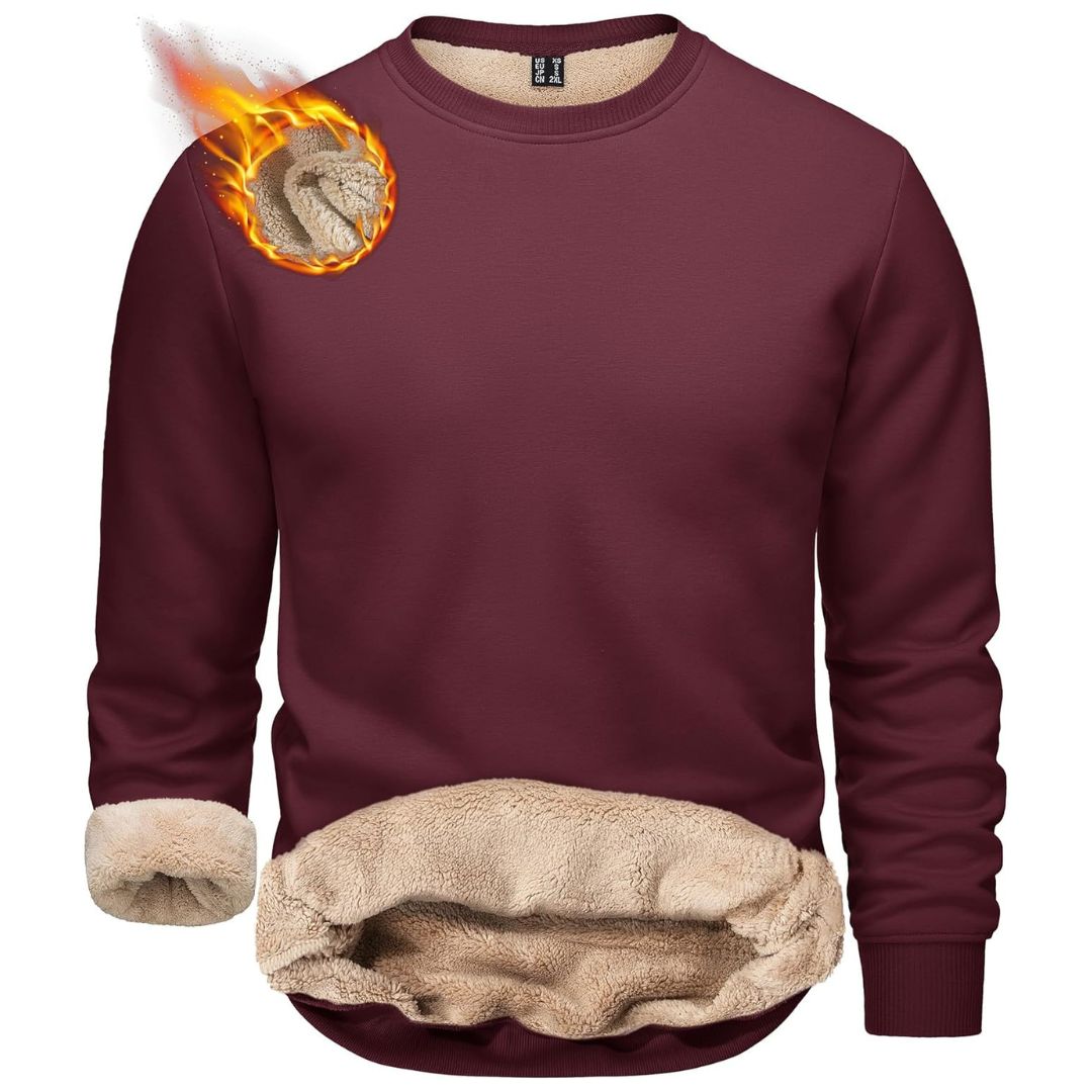 TACVASEN Wine Red Men's Sherpa Lined Sweatshirt Warm Heavyweight Fleece Pullover