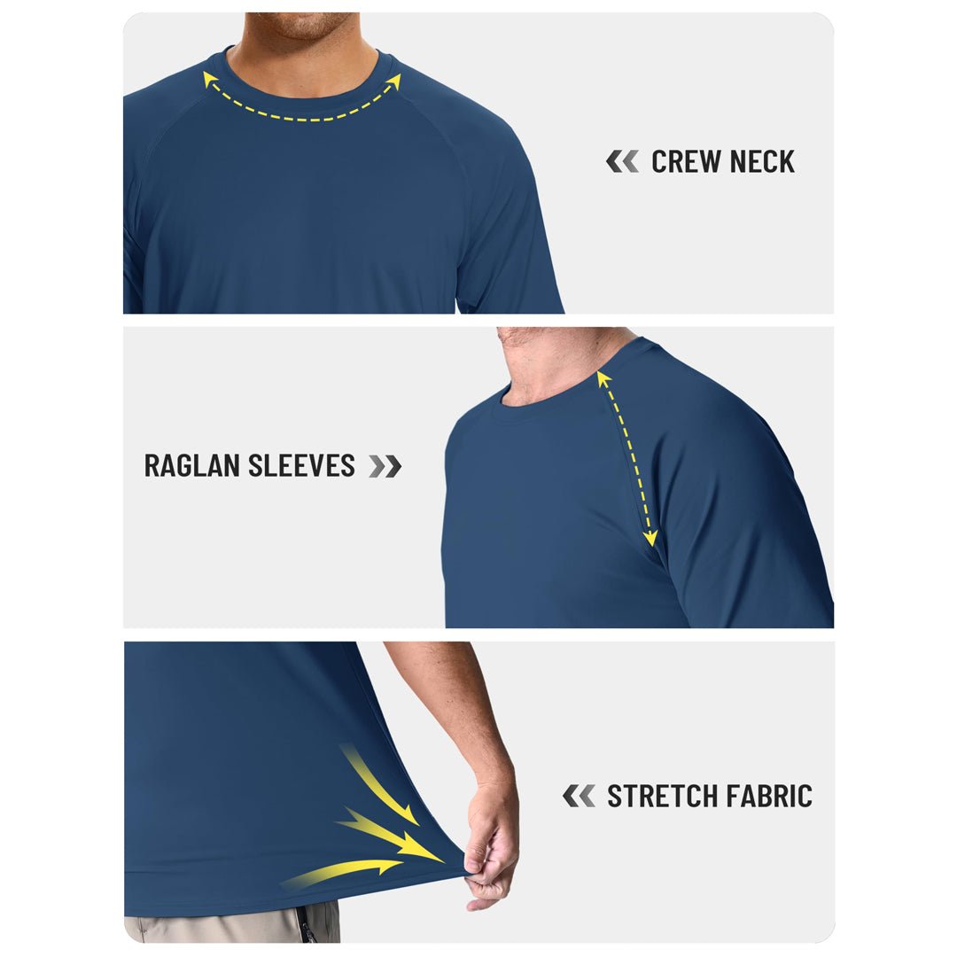 TACVASEN Blue Men's UPF 50+ Breathable Quick - Dry Outdoor Swim T-Shirt