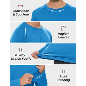 TACVASEN Blue UPF 50+ Fishing Swim Long Sleeve Shirts