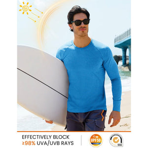 TACVASEN Blue UPF 50+ Fishing Swim Long Sleeve Shirts