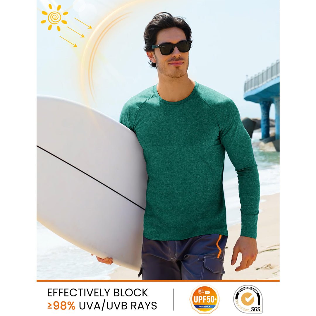 TACVASEN Emerald Green UPF 50+ Fishing Swim Long Sleeve Shirts