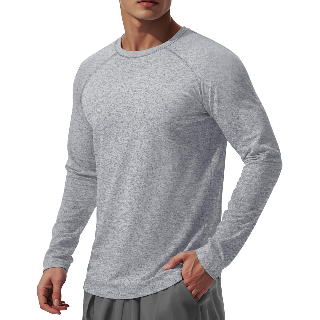 TACVASEN Light Grey UPF 50+ Fishing Swim Long Sleeve Shirts