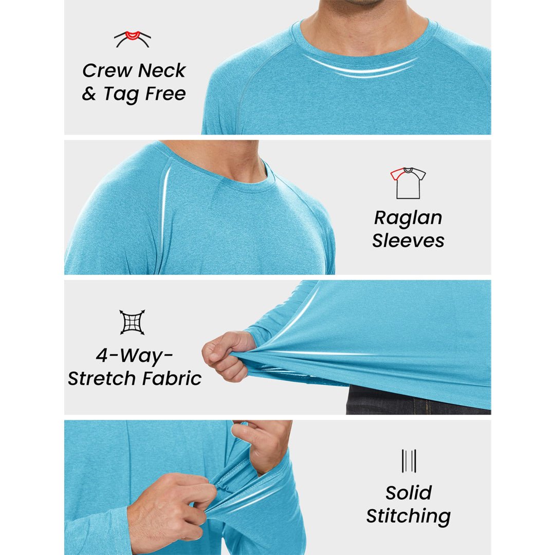 TACVASEN Water Blue UPF 50+ Fishing Swim Long Sleeve Shirts