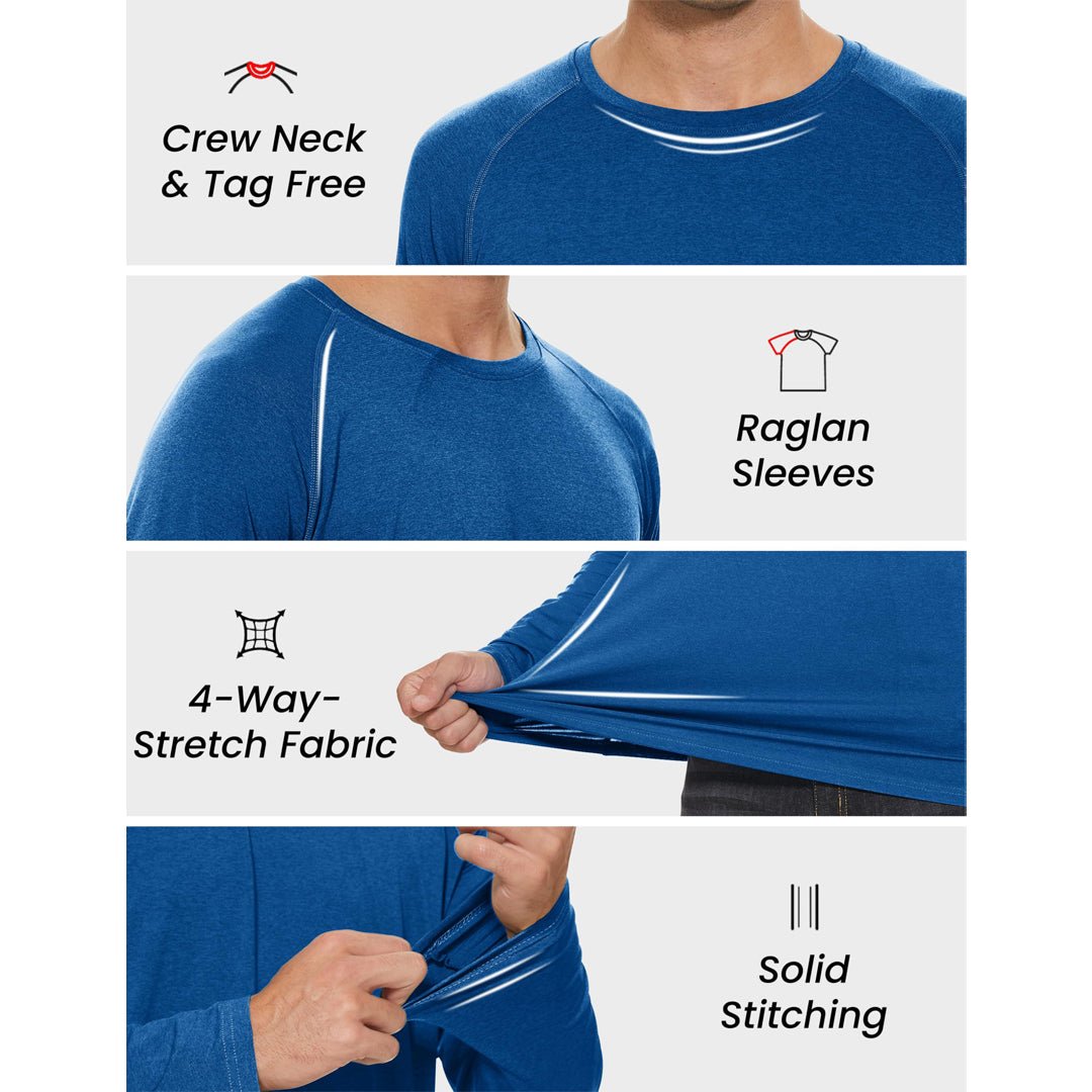 TACVASEN Sea Blue UPF 50+ Fishing Swim Long Sleeve Shirts