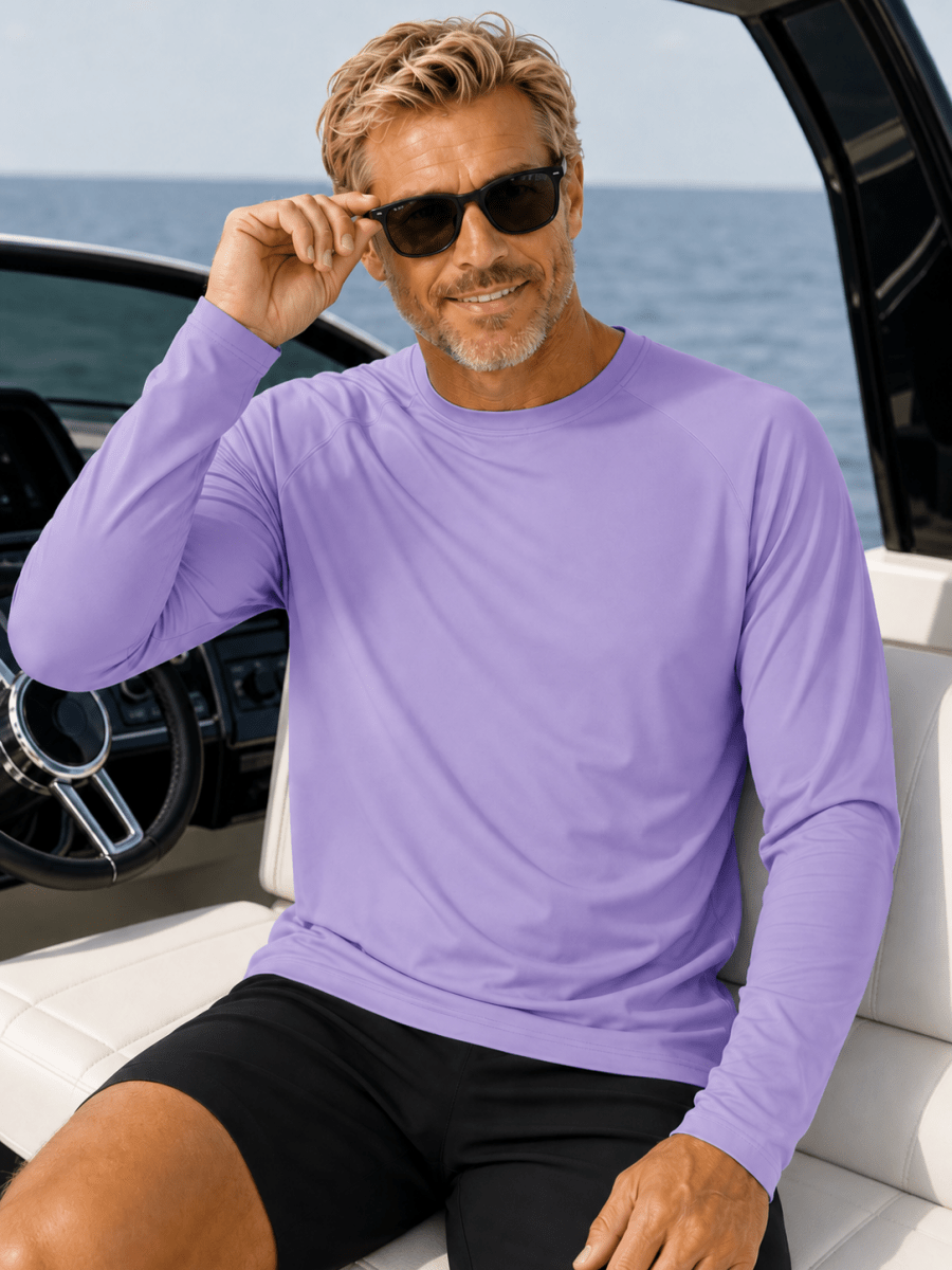 TACVASEN Light Purple Men's UPF 50+ Long Sleeve Quick Dry Sun Protection Shirt