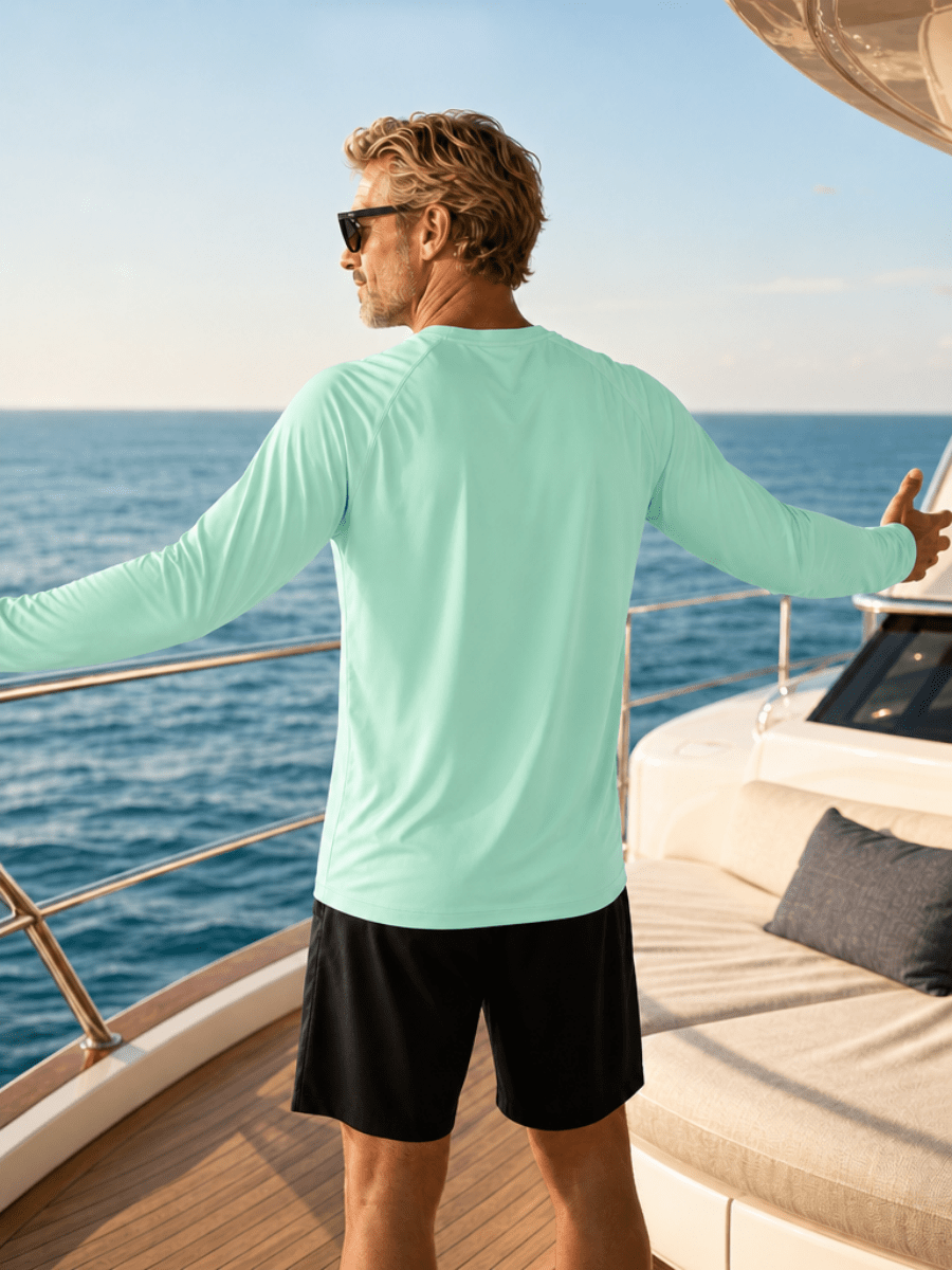 TACVASEN Mint Green Men's UPF 50+ Long Sleeve Quick Dry Sun Protection Shirt