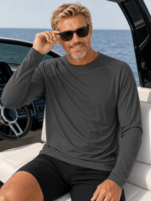 TACVASEN Dark Grey Men's UPF 50+ Long Sleeve Quick Dry Sun Protection Shirt