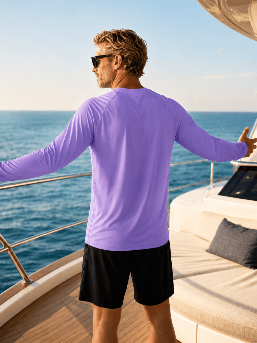 TACVASEN Light Purple Men's UPF 50+ Long Sleeve Quick Dry Sun Protection Shirt