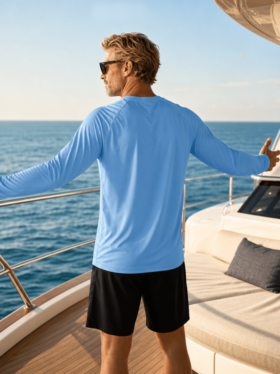 TACVASEN Blue Men's UPF 50+ Long Sleeve Quick Dry Sun Protection Shirt